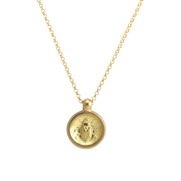 Scarab Necklace in Yellow Gold