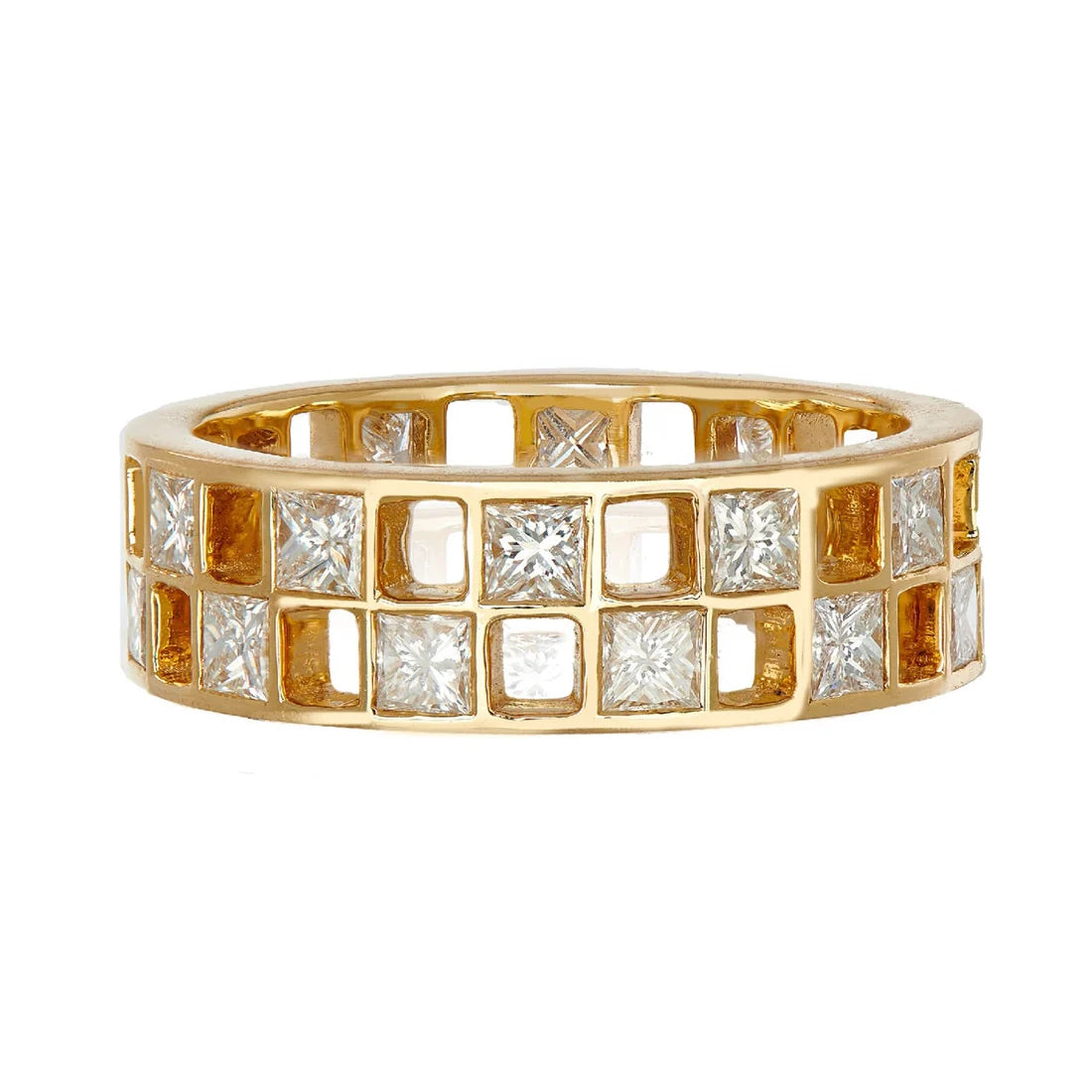 Marina White Diamond Band in Yellow Gold