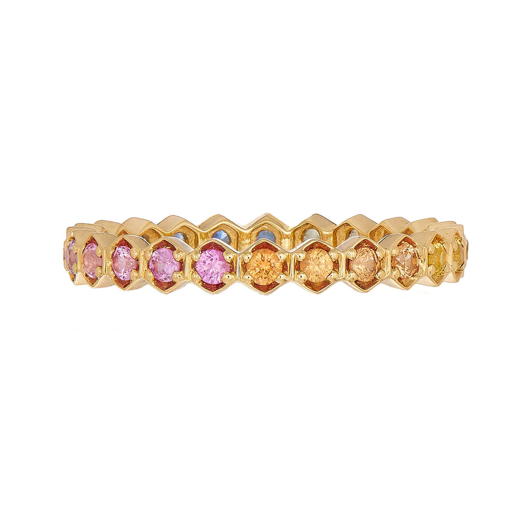 Rainbow Sapphire Regency Band in Yellow Gold