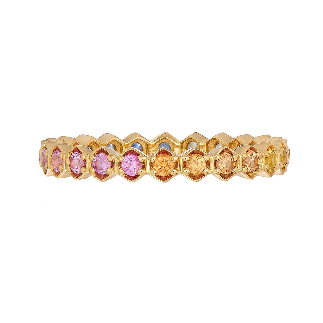 Rainbow Sapphire Regency Band in Yellow Gold