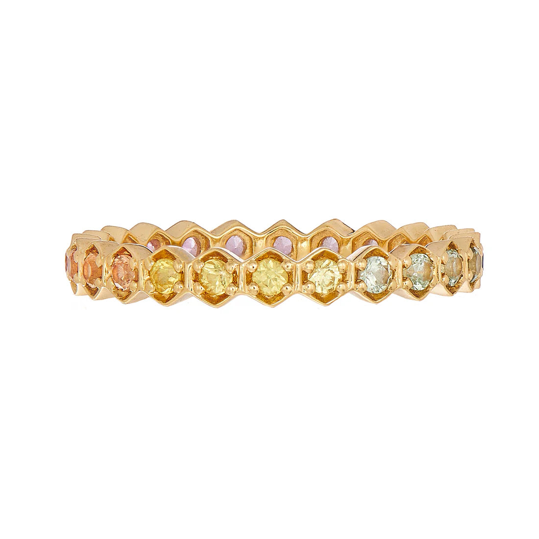 Rainbow Sapphire Regency Band in Yellow Gold