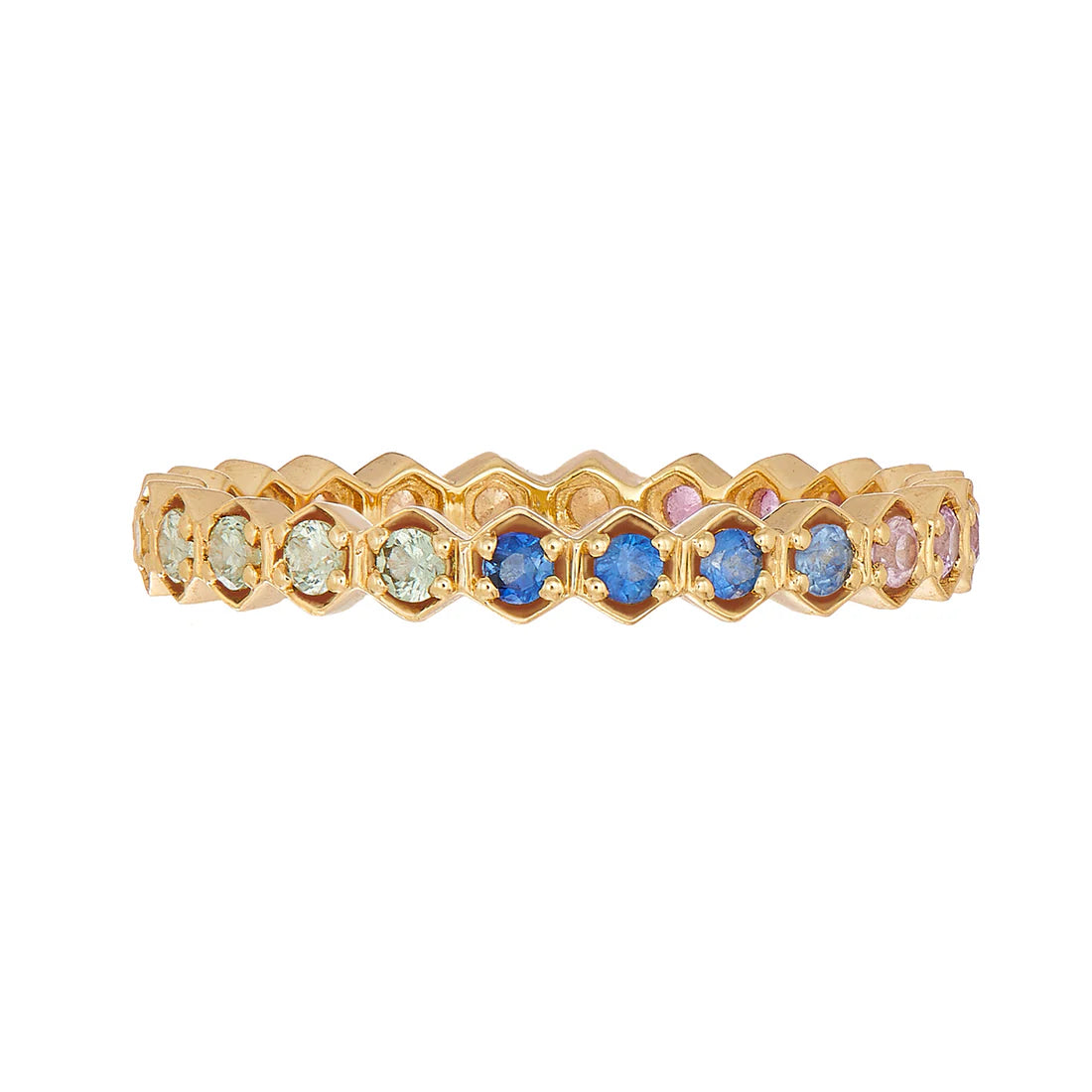 Rainbow Sapphire Regency Band in Yellow Gold