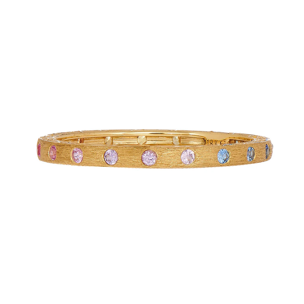 Rainbow Sapphire Dunes Band in Yellow Gold