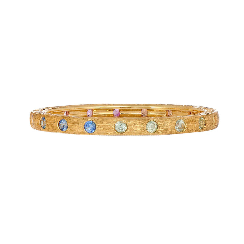 Rainbow Sapphire Dunes Band in Yellow Gold