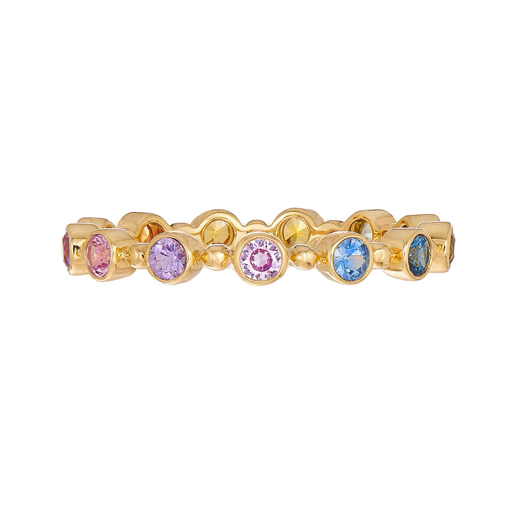 Rainbow Sapphire Petite Bubble Band in Yellow Gold
