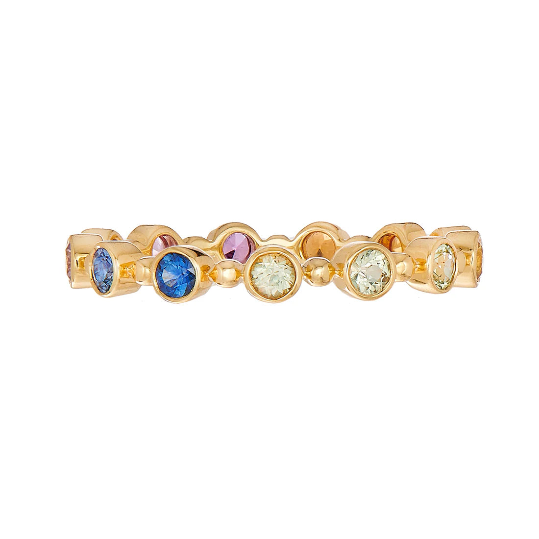 Rainbow Sapphire Petite Bubble Band in Yellow Gold
