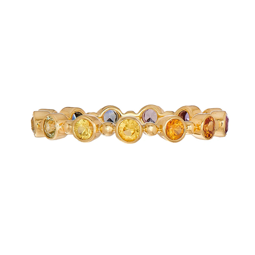 Rainbow Sapphire Petite Bubble Band in Yellow Gold