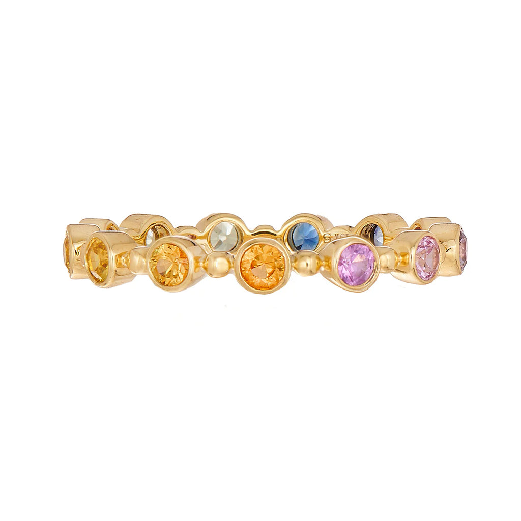 Rainbow Sapphire Petite Bubble Band in Yellow Gold