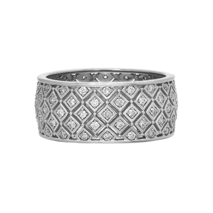 Trellis Diamond Band in White Gold