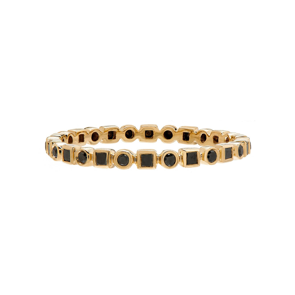 Kate Black Diamond Band in Yellow Gold
