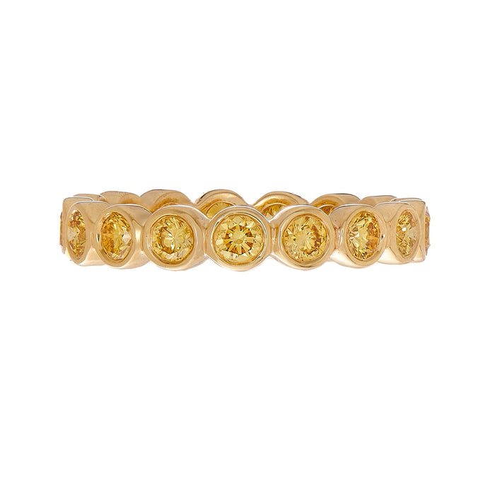 Modern Bezel Yellow Diamond Band in Yellow Gold