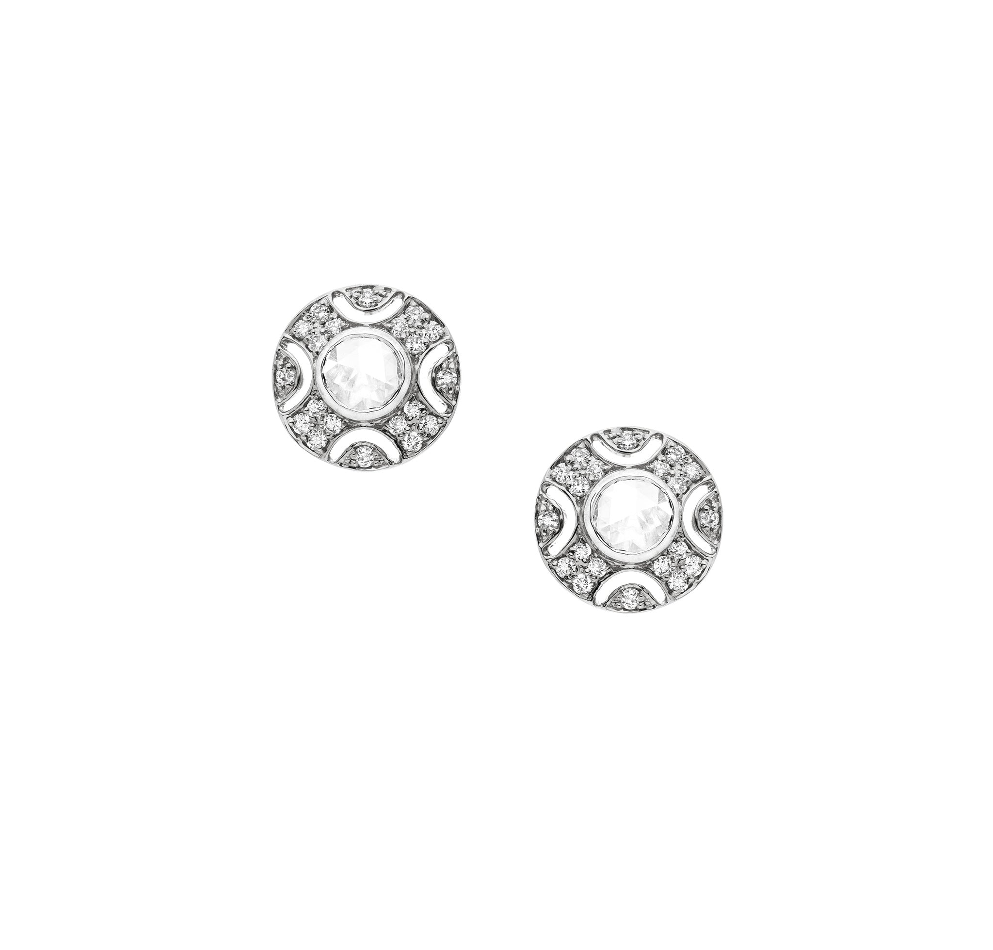 Rose Cut White Diamond Stud Earrings