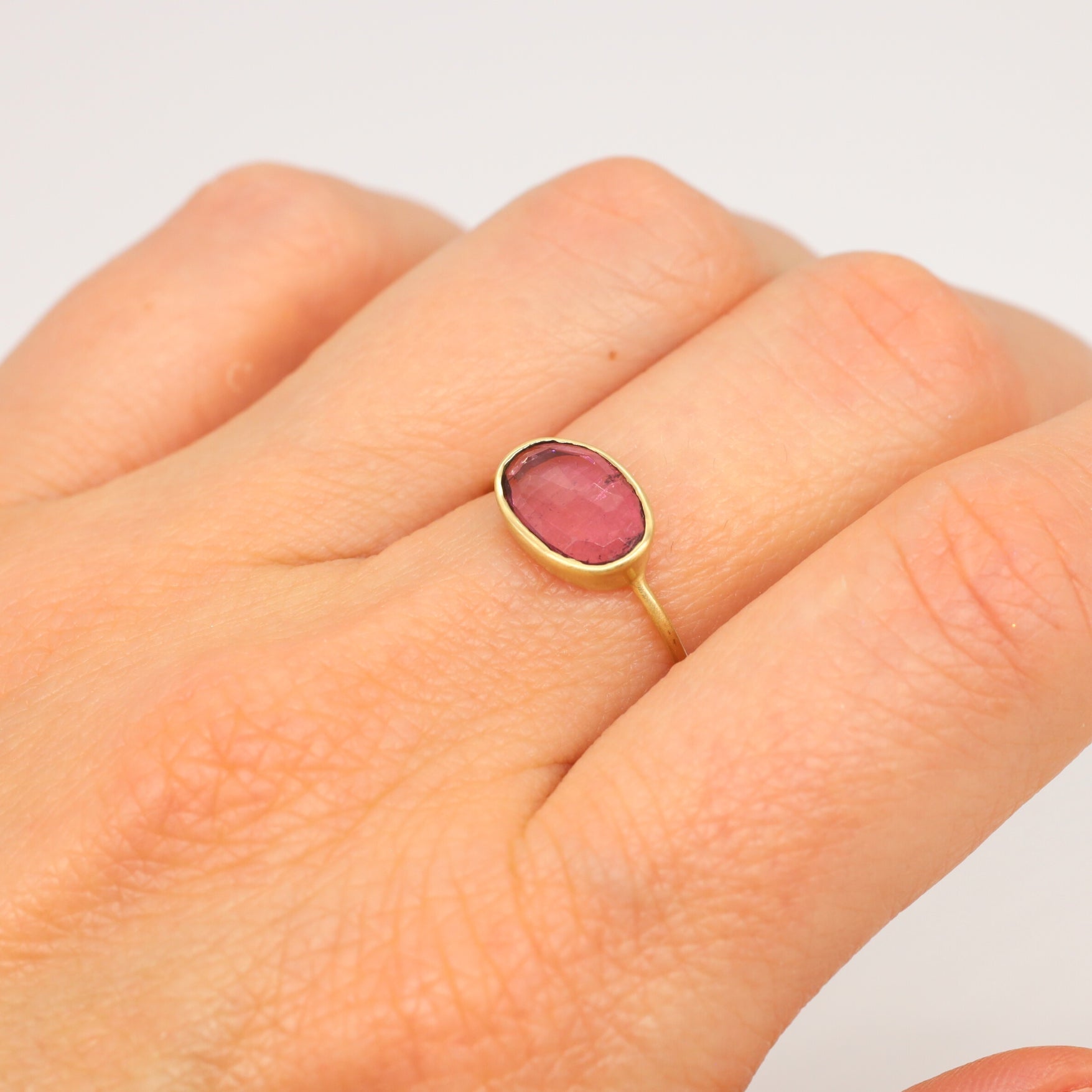 Pink Tourmaline Ring in Yellow Gold
