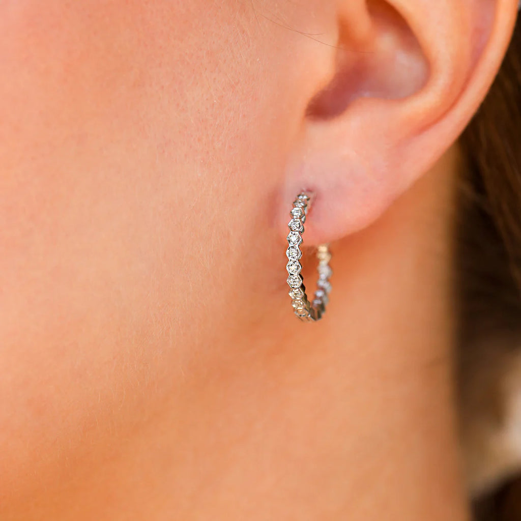 Regency White Diamond Hoops
