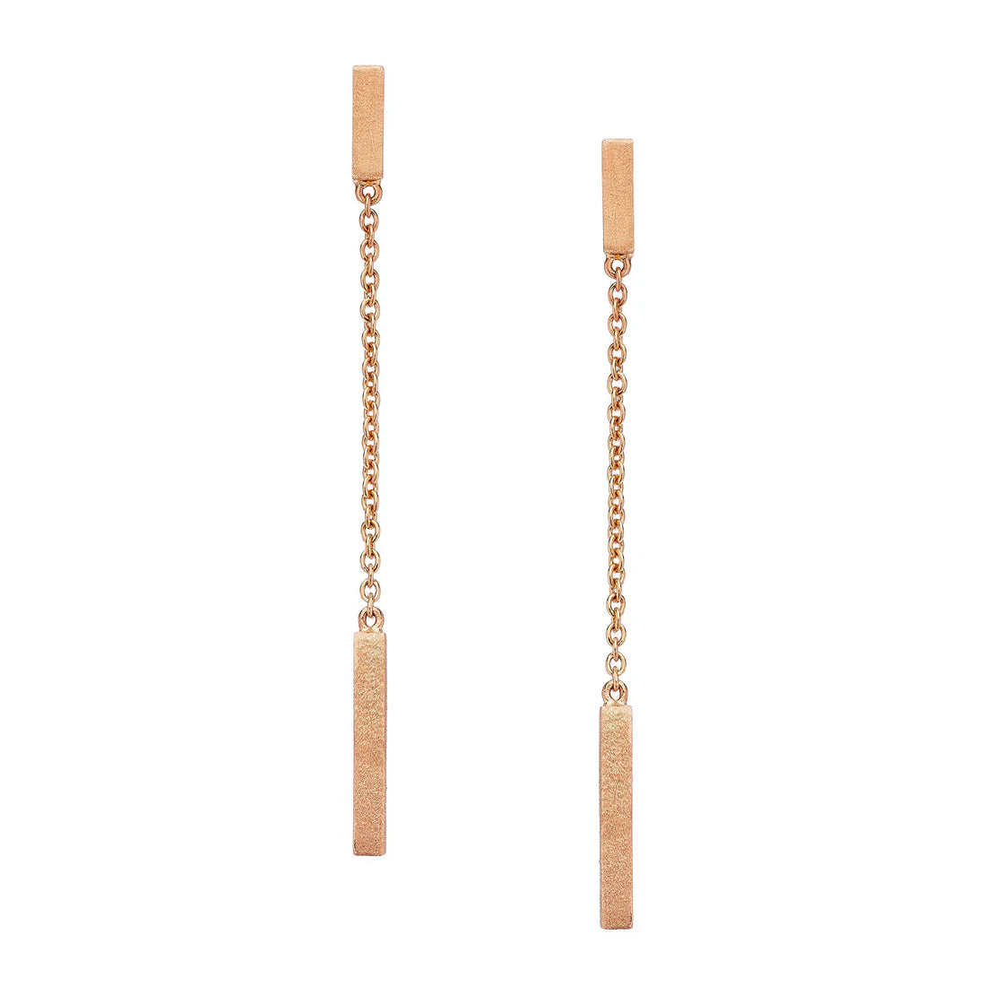Barrel Linear Earrings in Yellow Gold