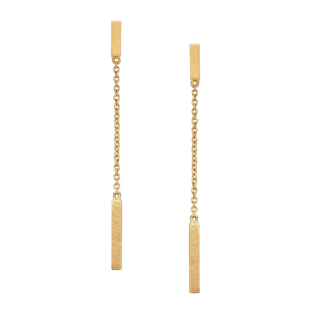 Barrel Linear Earrings in Yellow Gold