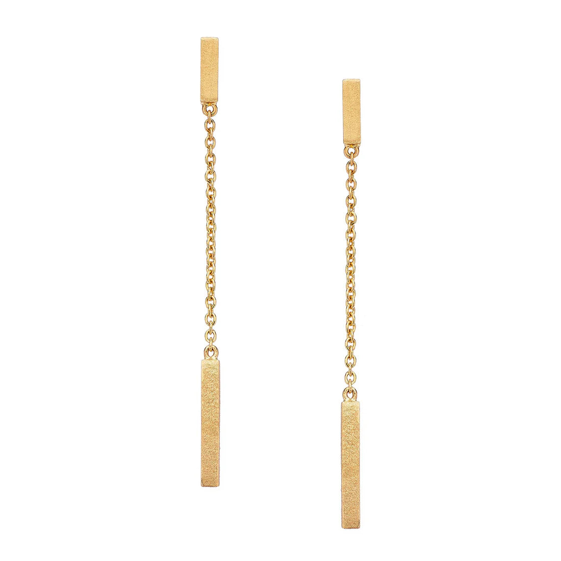 Barrel Linear Earrings in Yellow Gold