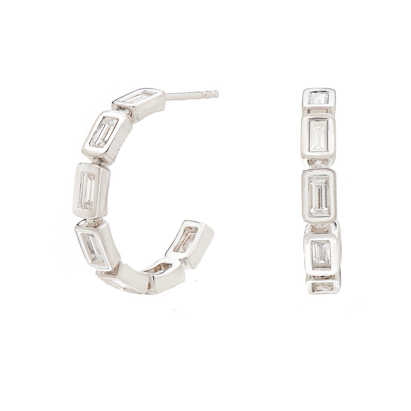 Simone White Diamond Hoops in White Gold