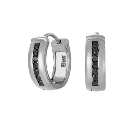 Nova Black Diamond Huggies in Yellow Gold