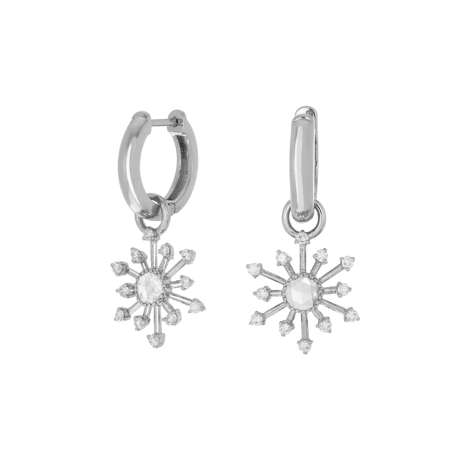 Leena White Diamond Huggies in Yellow Gold