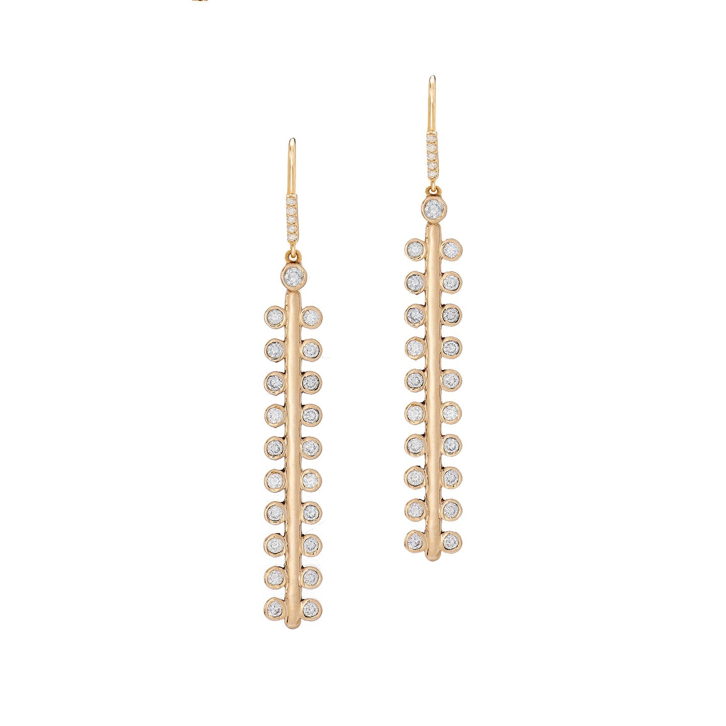 Mist White Diamond Drop Earrings in Yellow Gold