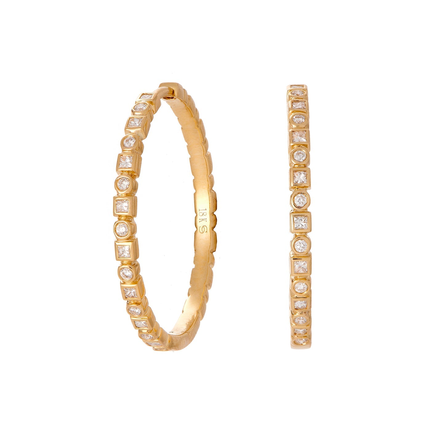 Kate White Diamond Hoops in Yellow Gold
