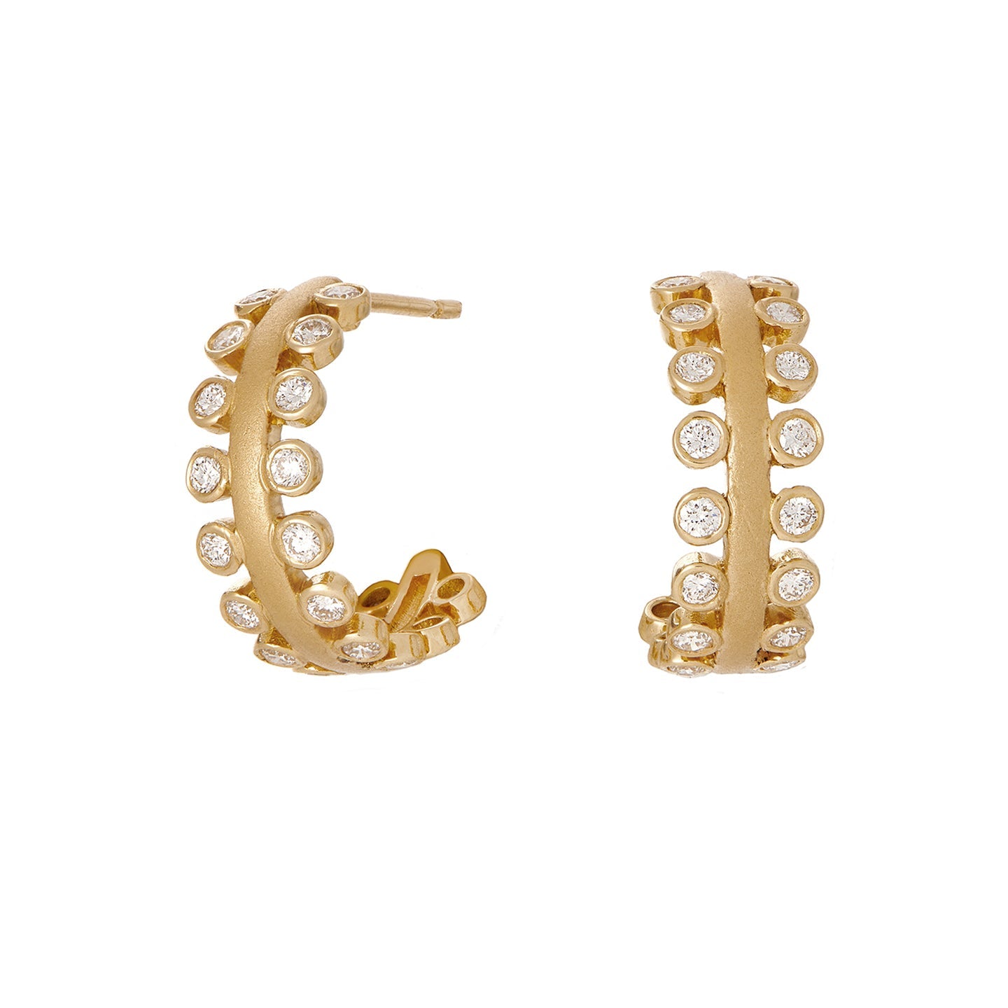 Mist White Diamond Huggies in Yellow Gold