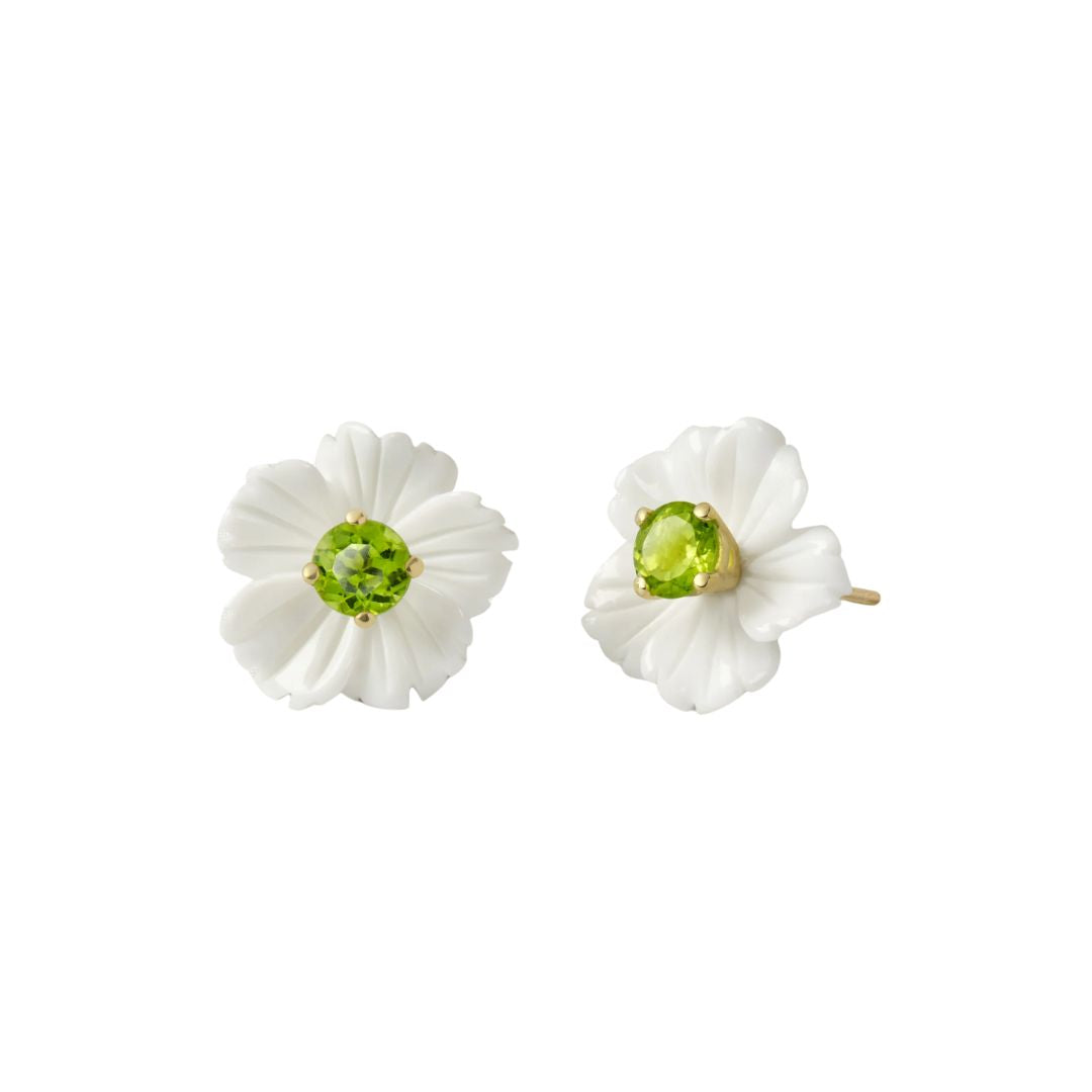 Hibi Flower Stud Earrings in Yellow Gold