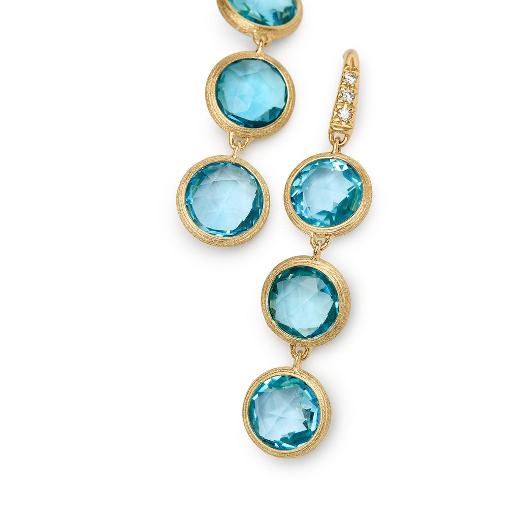 Jaipur Blue Topaz Earrings in Yellow Gold