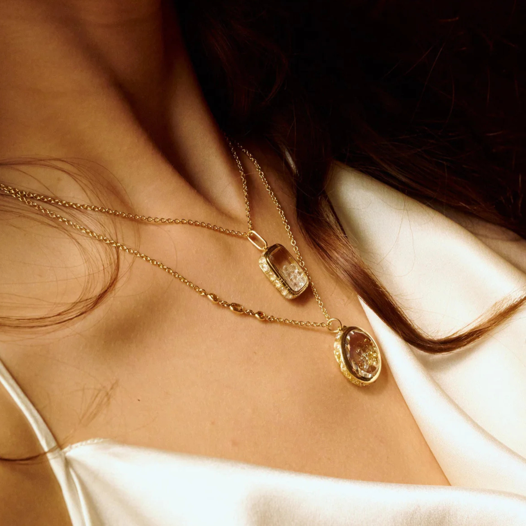 Antique Cushion Necklace in Yellow Gold