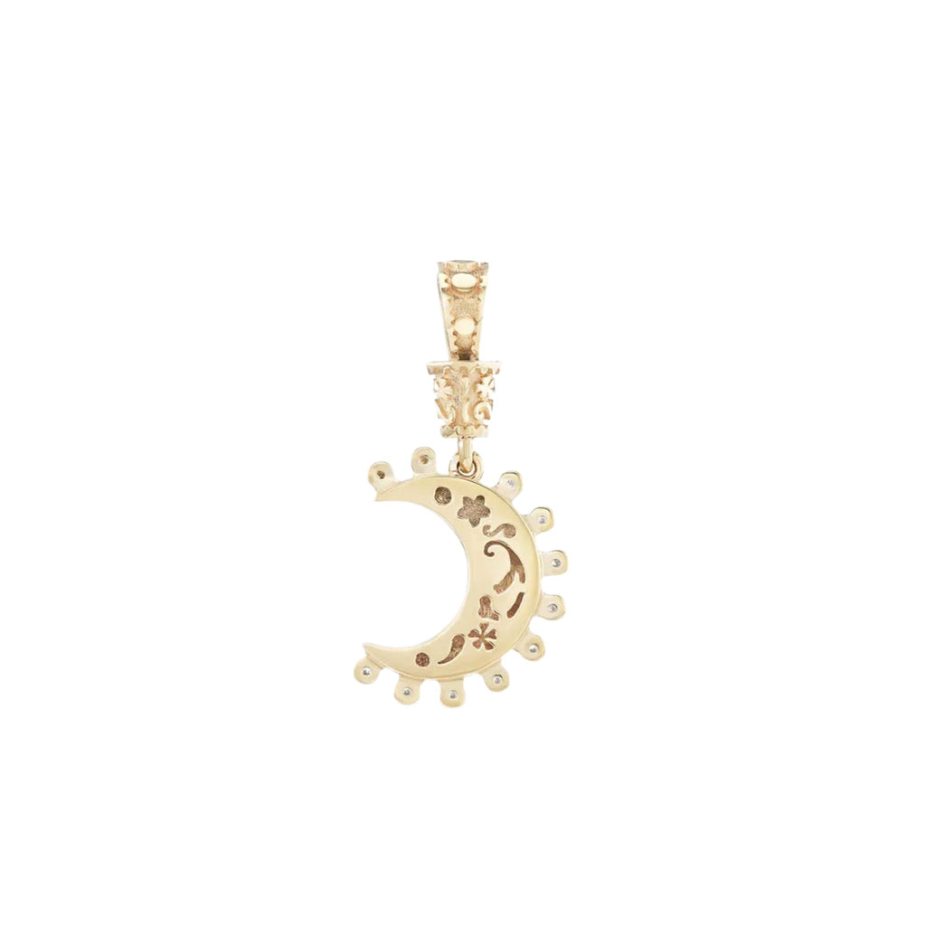 Small Southwestern Moon Charm in Yellow Gold