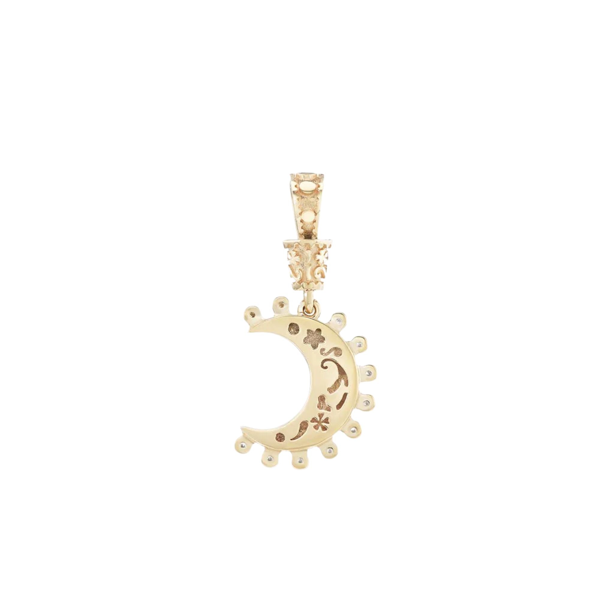 Small Southwestern Moon Charm in Yellow Gold