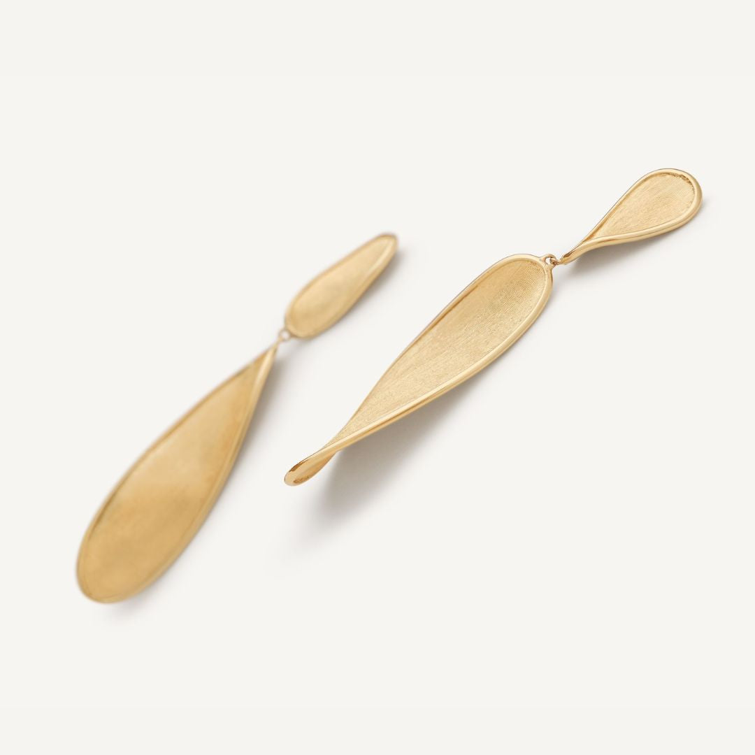 Lunaria Twist Double Petal Drop Earrings in Yellow Gold