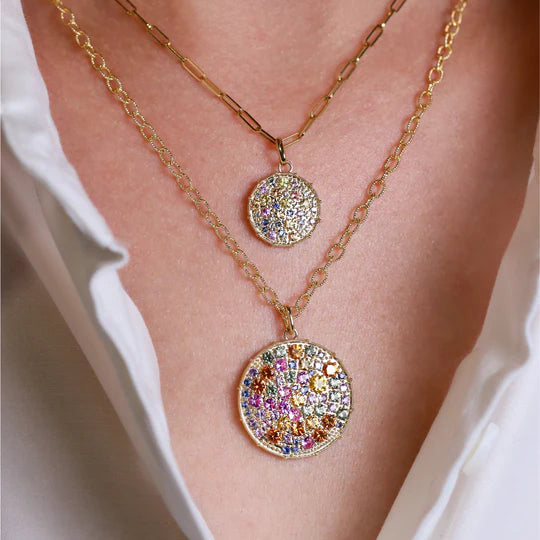 Confetti Disc Pendant in Yellow Gold