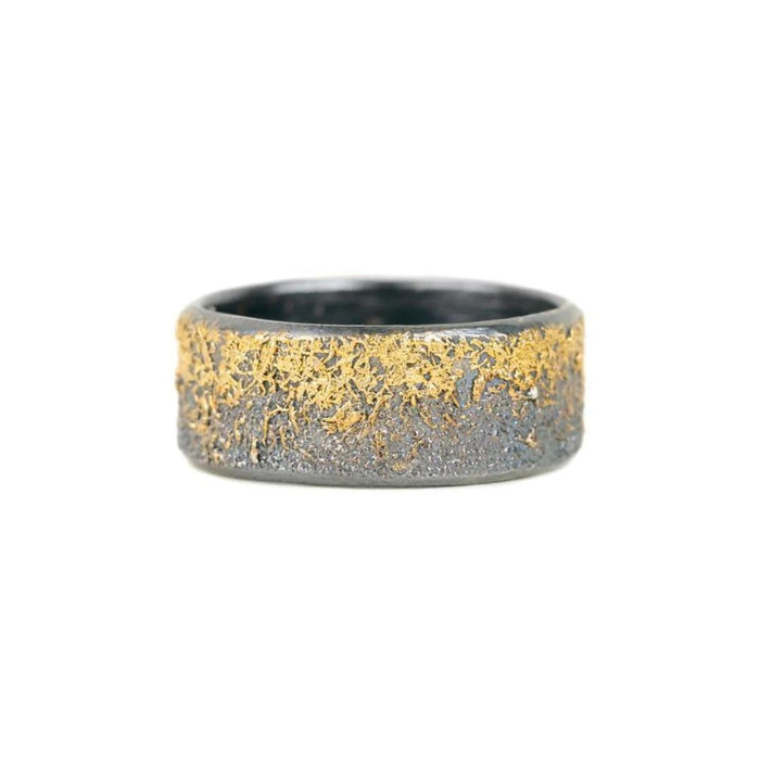 Black + Gold Dusted Band in Yellow Gold and Oxidized Argentium Silver