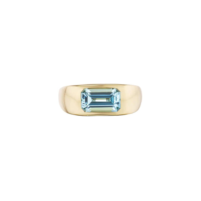 Aquamarine Gypset Ring in Yellow Gold