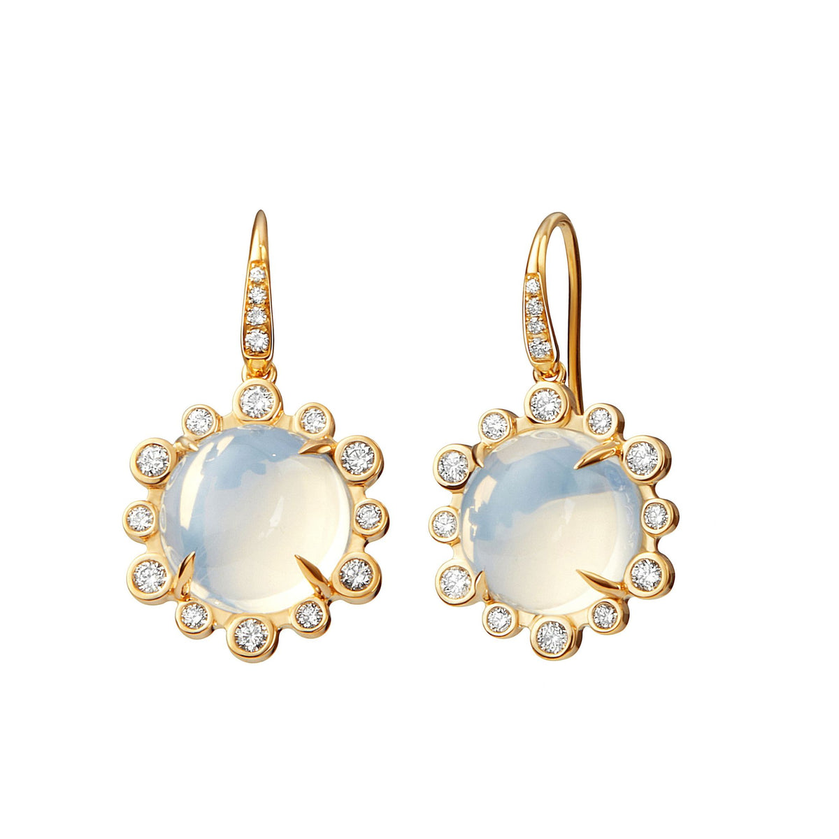 Aura Moon Quartz Drop Earrings in Yellow Gold
