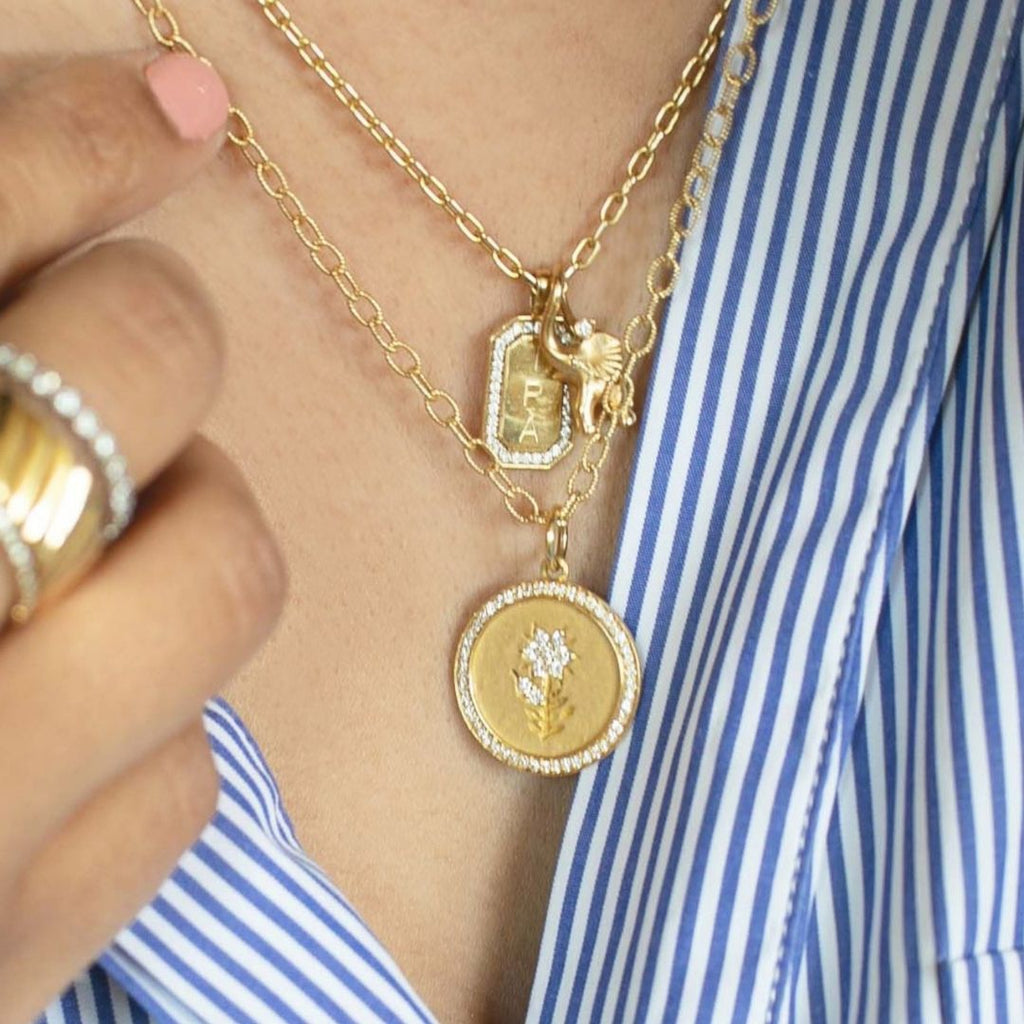 P.S. Tag Diamond Charm in Yellow Gold