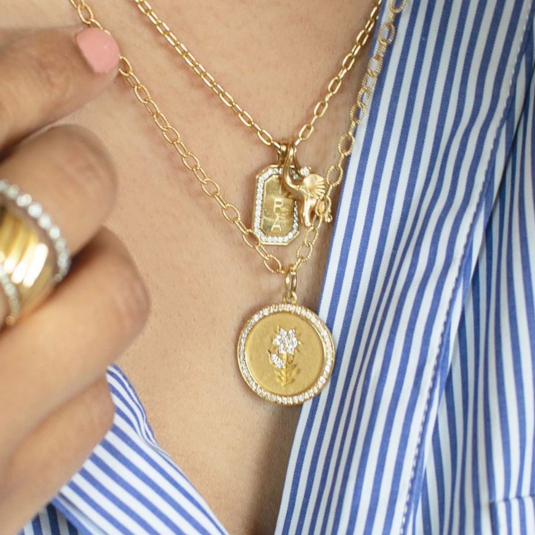 P.S. Tag Diamond Charm in Yellow Gold