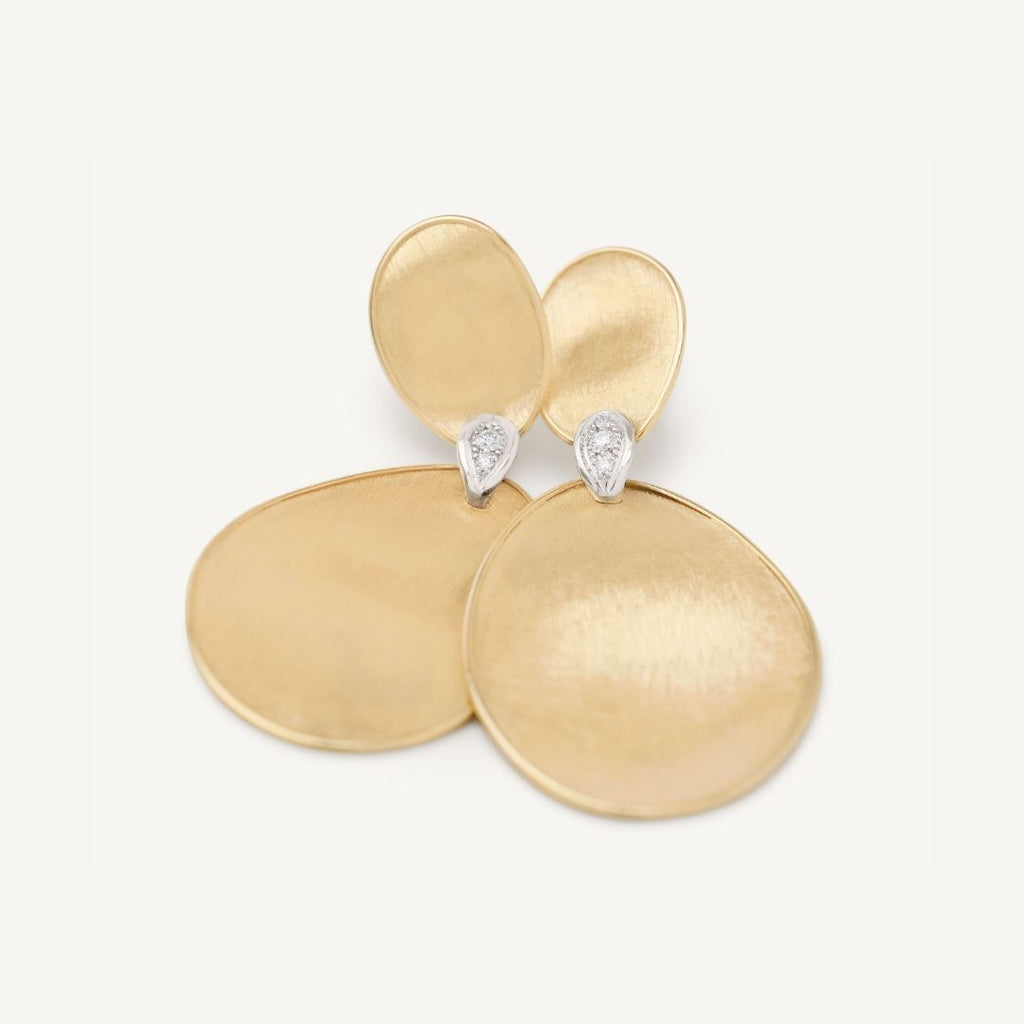 Lunaria Double Petal Diamond Drops in Yellow Gold