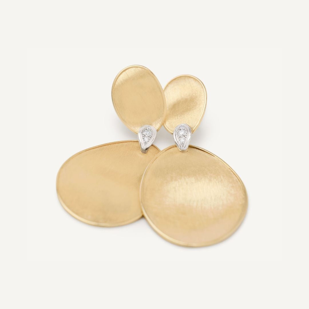 Lunaria Double Petal Diamond Drops in Yellow Gold
