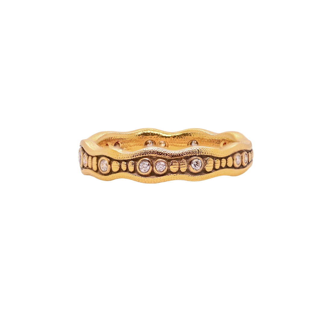 Sparkling Stream White Diamond Band in Yellow Gold