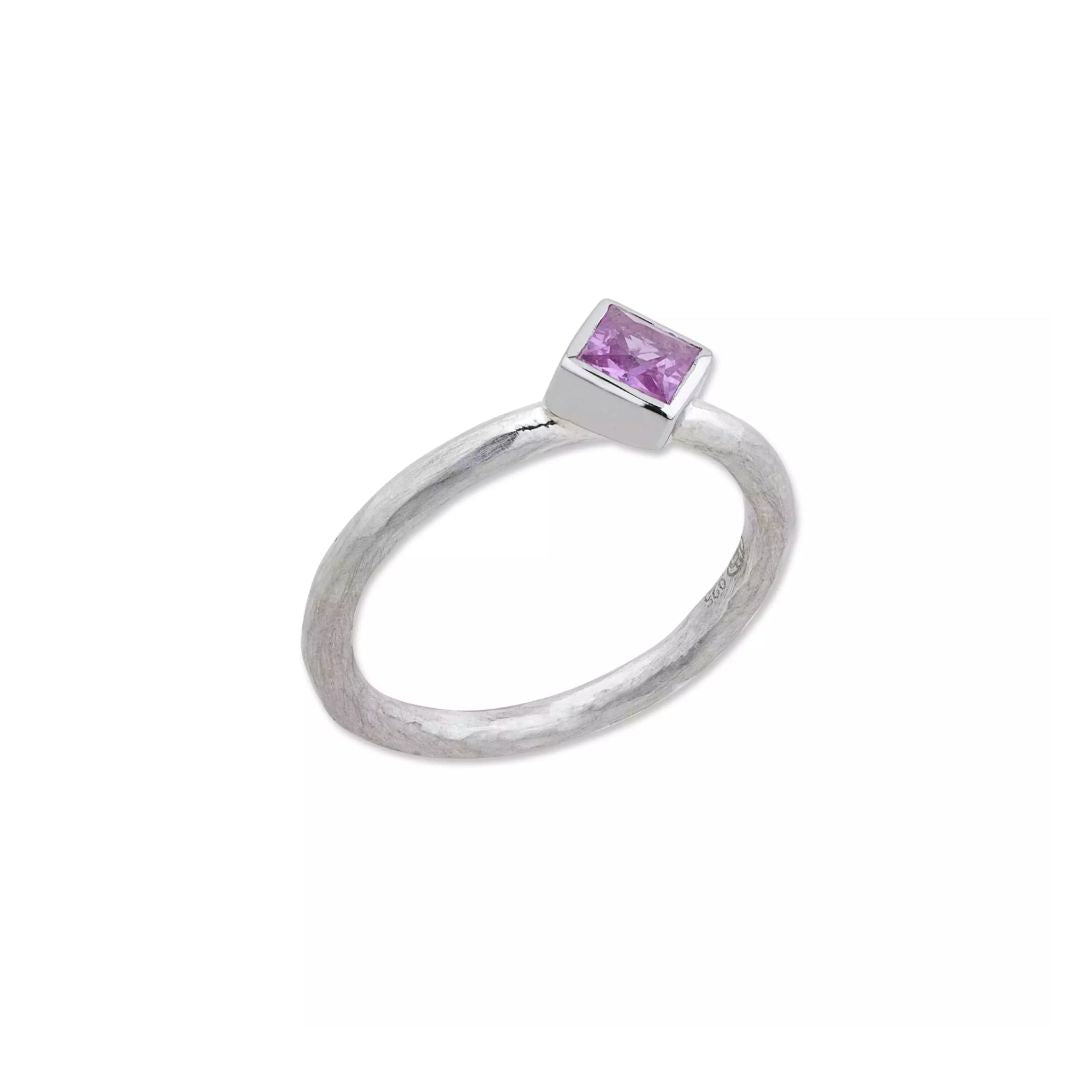 Prismic Pink Sapphire Ring in Sterling Silver