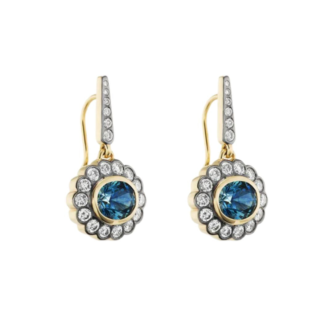 Montana Sapphire Alexandra Earrings in Yellow Gold
