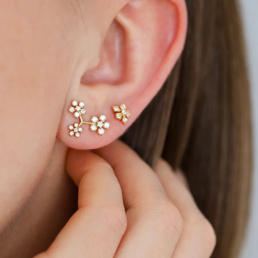Enchanted Garden Flower Studs in Yellow Gold