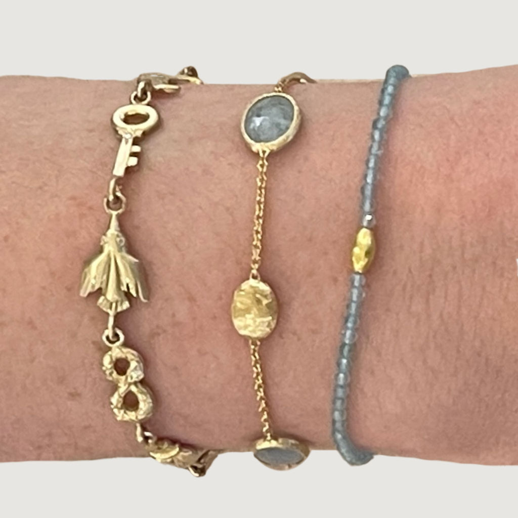 Apatite Beaded Bracelet in Yellow Gold