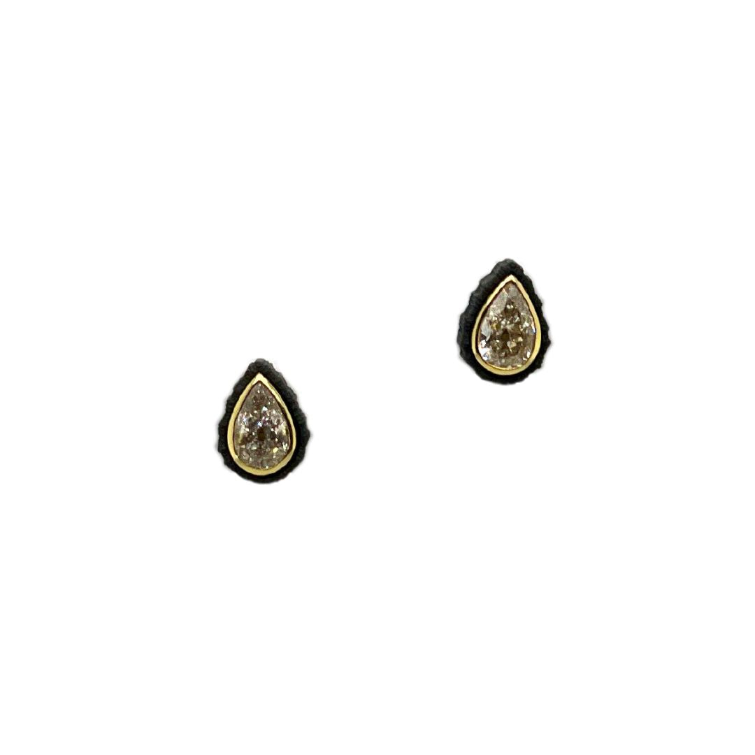 Chroma Diamond Bezel Studs in Yellow Gold and Cobalt Chrome