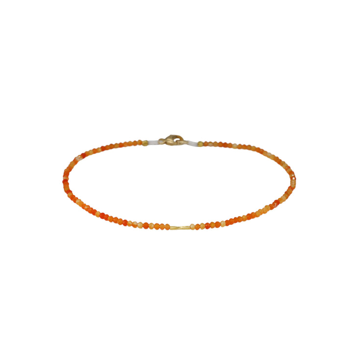 Ombre Carnelian and Gold Beaded Bracelet