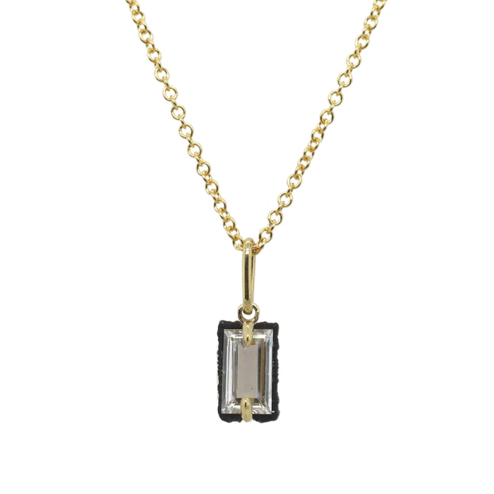 Chroma Baguette Diamond Necklace in Yellow Gold and Cobalt Chrome