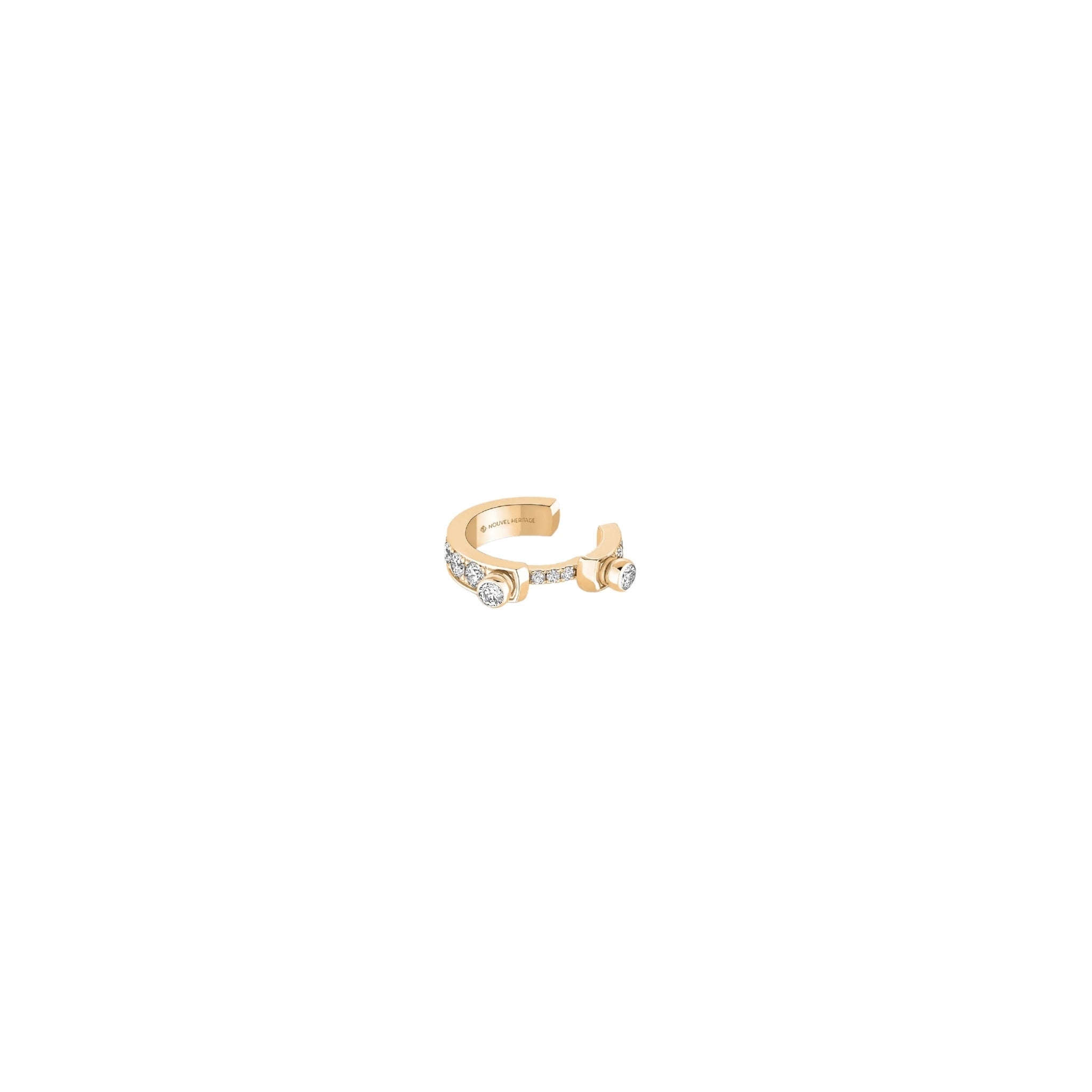 Eternity Tuxedo Single Ear Cuff in Yellow Gold